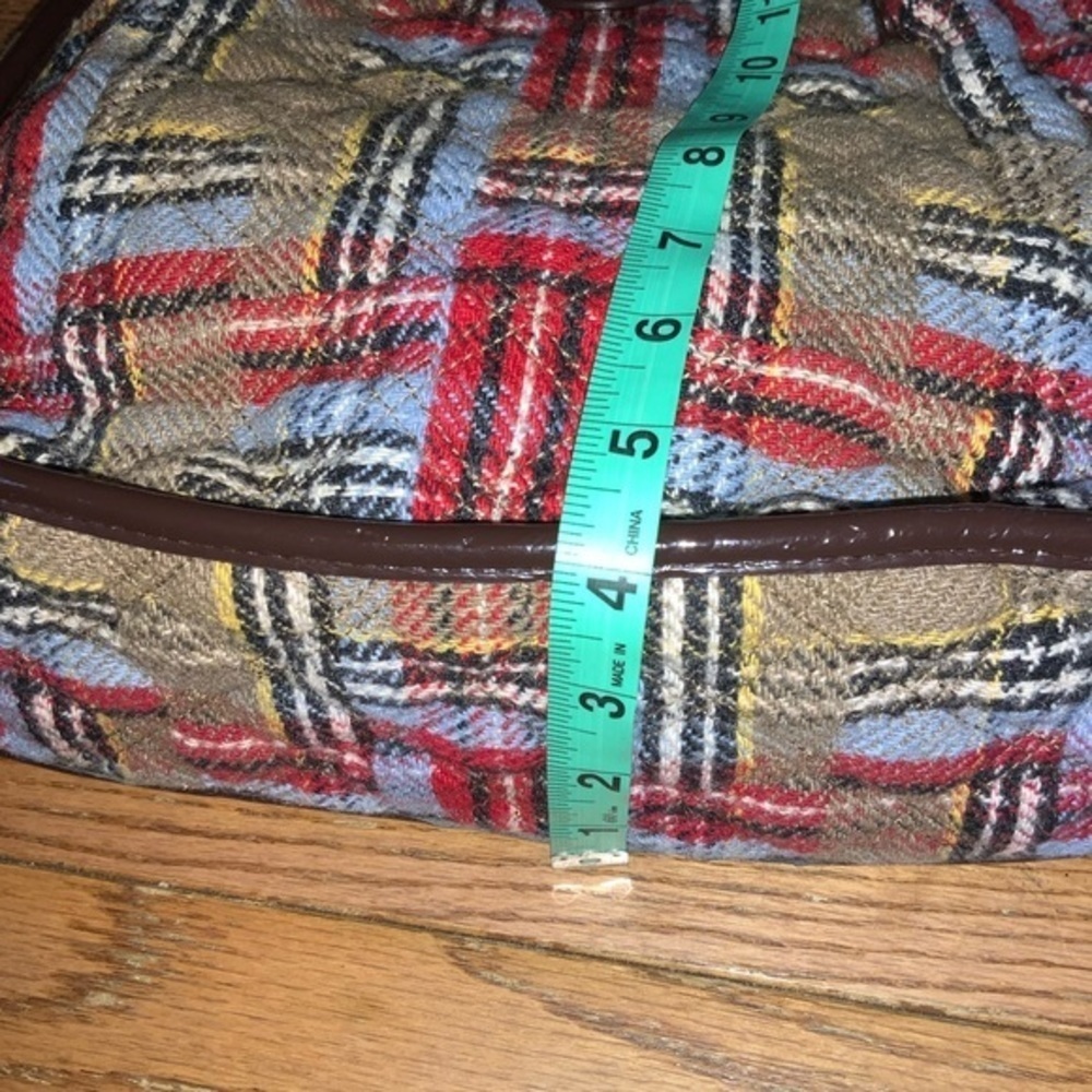 Vera Bradley Dual Strap Quilted Plaid Shoulder Bag Red, Blue, Tan - Picture 14 of 15